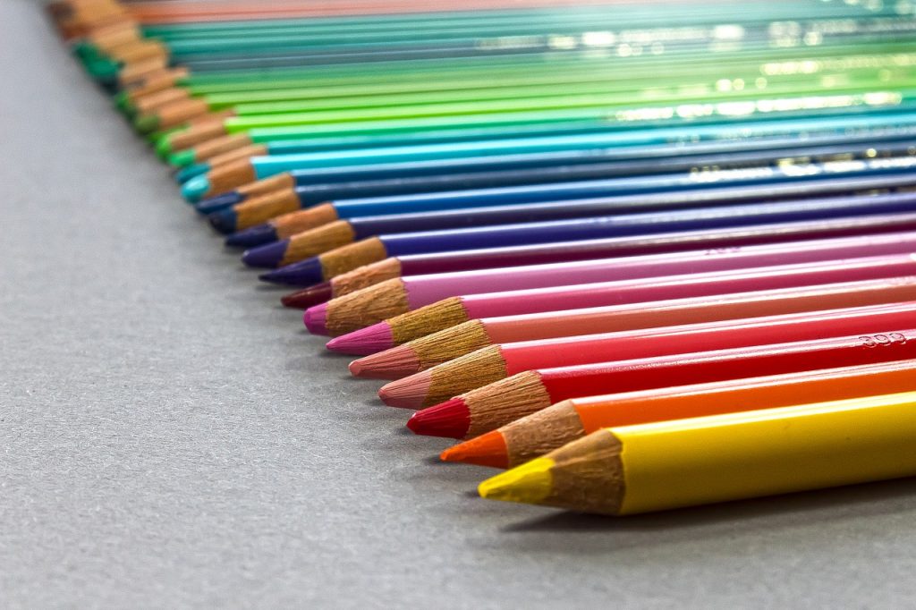 colored pencil, writing or drawing device, colorful